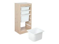 Mueble para niños con 4 cubos de almacenaje natural