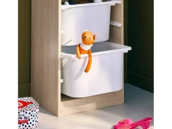 Mueble para niños con 4 cubos de almacenaje natural