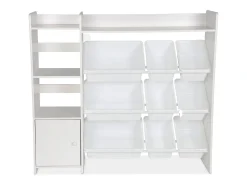Mueble para niños con 9 cubos, 4 estantes y 1 puerta blanco