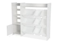 Mueble para niños con 9 cubos, 4 estantes y 1 puerta blanco