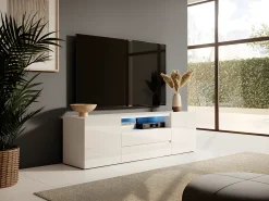 Mueble para TV - blanco mate / blanco brillo - con iluminación LED - Bros
