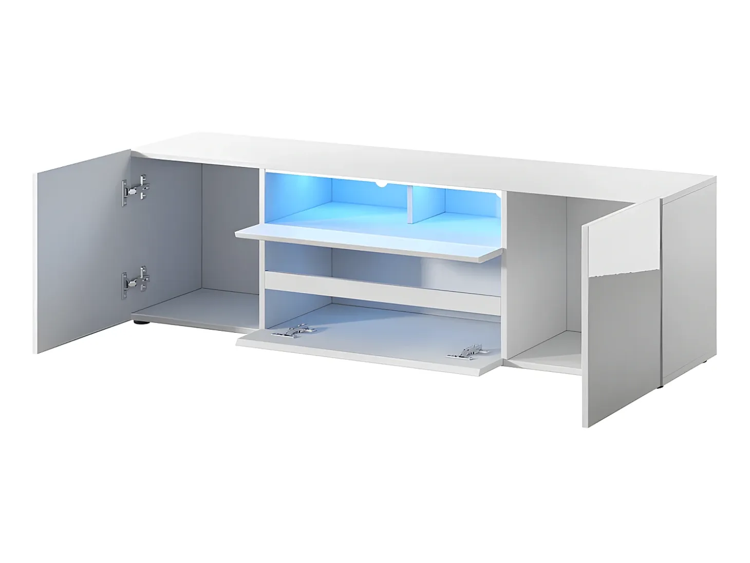 Mueble para TV - blanco mate / blanco brillo - con iluminación LED - Bros