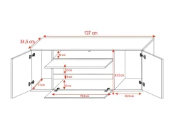 Mueble para TV - negro mate / negro brillo - con iluminación LED - Bros