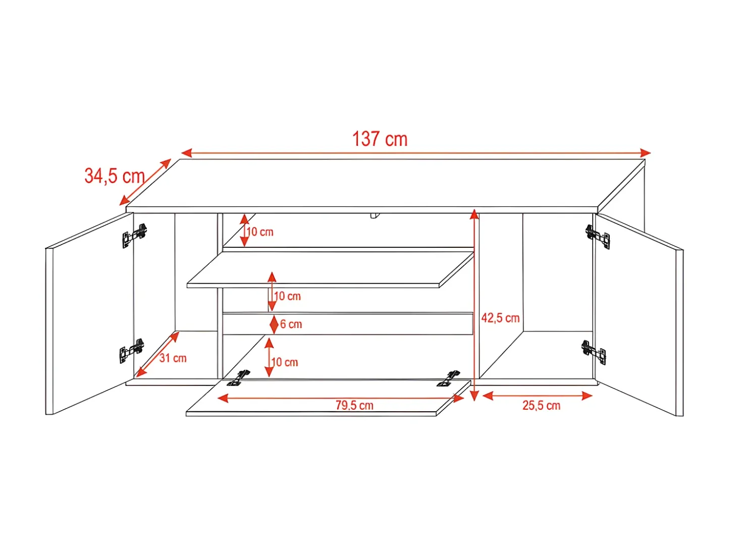Mueble para TV - negro mate / negro brillo - con iluminación LED - Bros