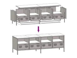Mueble para TV acero laminado en frío rosa 135x39x43,5 cm