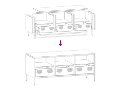 Mueble para TV acero laminado en frío amarillo 101,5x39x43,5 cm