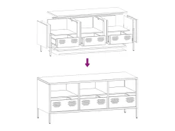 Mueble para TV acero laminado en frío rosa 101,5x39x43,5 cm