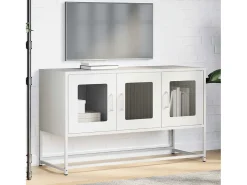 Mueble para TV acero laminado en frío blanco 100,5x39x60,5 cm