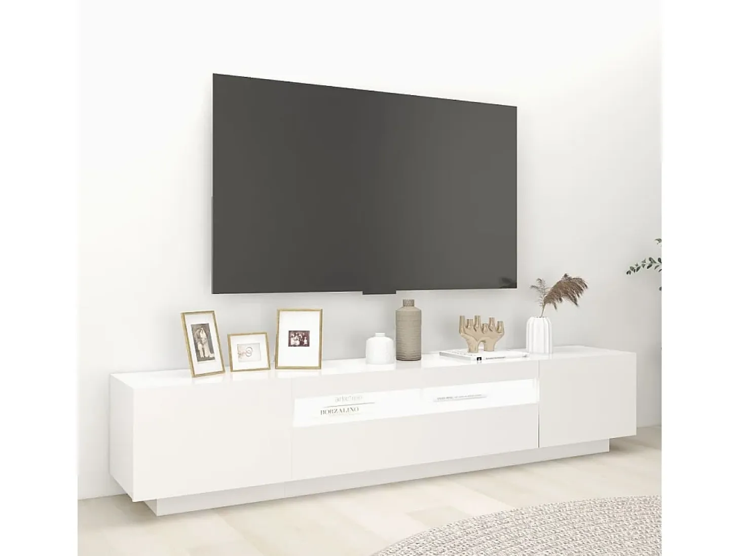 Mueble para TV con luces LED blanco 200x35x40 cm
