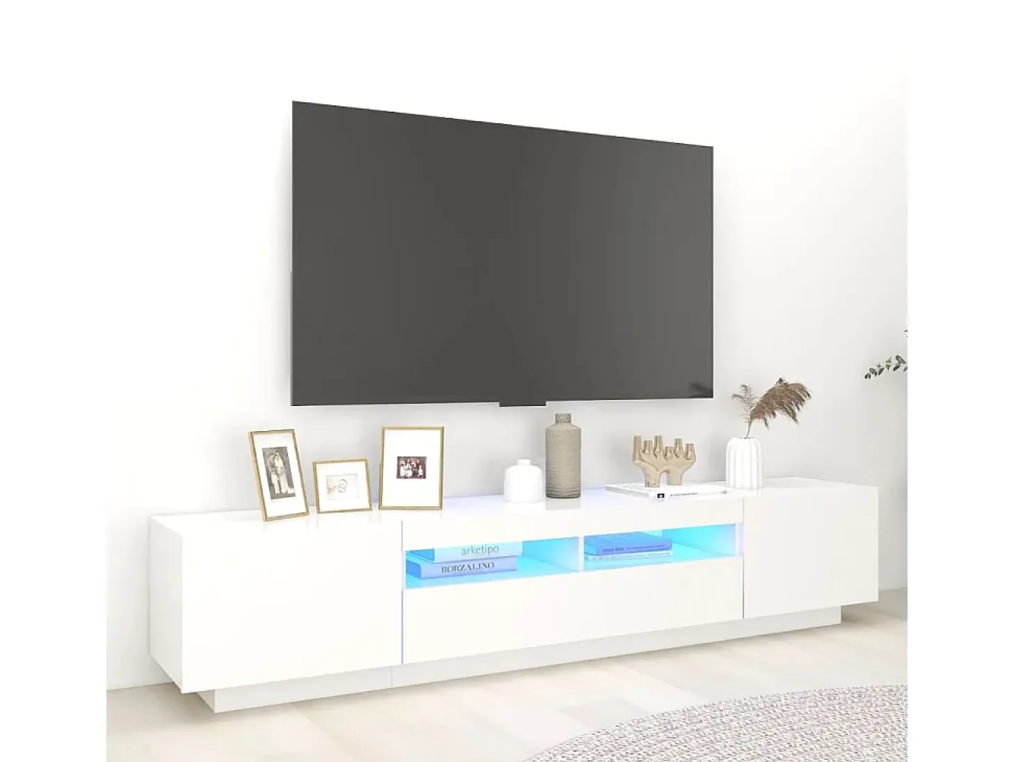 Mueble para TV con luces LED blanco 200x35x40 cm