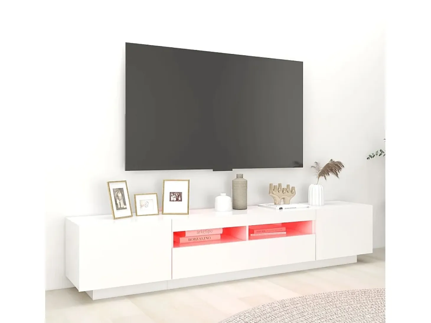 Mueble para TV con luces LED blanco 200x35x40 cm