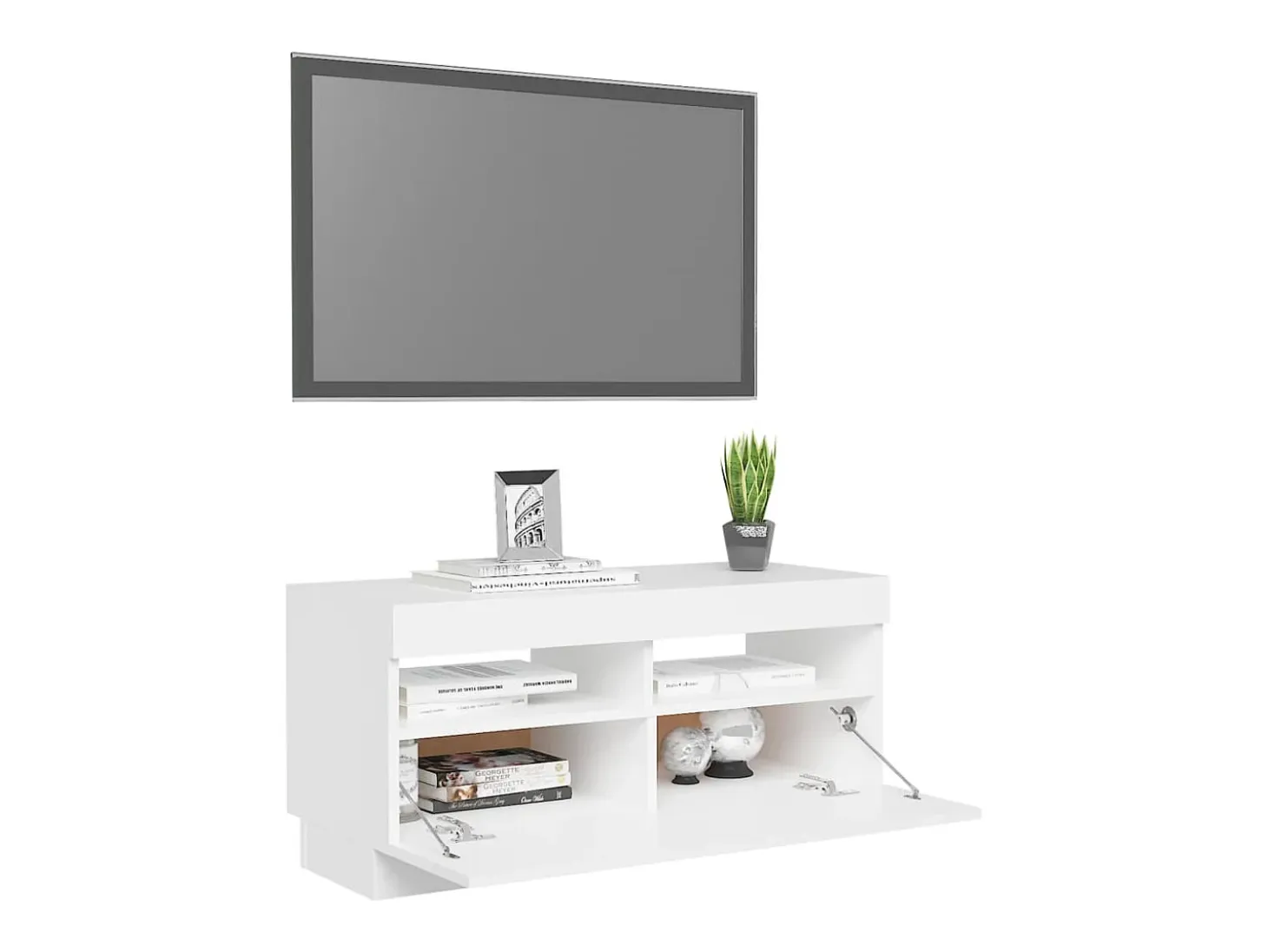 Mueble para TV con luces LED blanco 80x35x40 cm