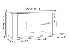 Mueble para TV contrachapada gris hormigón 100x35x40 cm