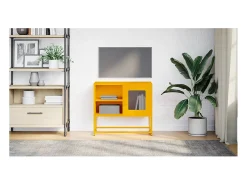 Mueble para TV de acero amarillo mostaza 68x39x60,5 cm