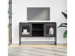 Mueble para TV de acero negro 100,5x39x60,5 cm