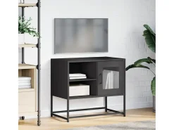 Mueble para TV de acero negro 68x39x60,5 cm