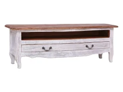 Mueble para TV de madera maciza reciclada blanco 120x30x40 cm