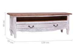 Mueble para TV de madera maciza reciclada blanco 120x30x40 cm
