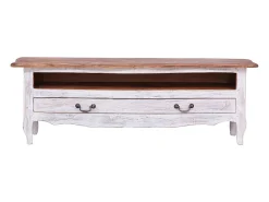 Mueble para TV de madera maciza reciclada blanco 120x30x40 cm