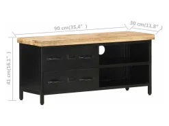 Mueble para TV de madera maciza de mango rugosa 90x30x41 cm