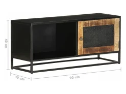 Mueble para TV de madera maciza de mango rugosa 90x30x40 cm