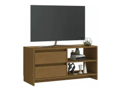 Mueble para TV de madera maciza pino marrón miel 80x31x39 cm