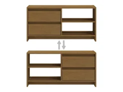 Mueble para TV de madera maciza pino marrón miel 80x31x39 cm