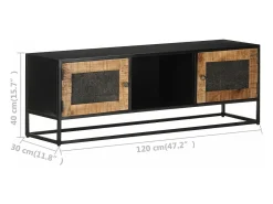 Mueble para TV de madera maciza de mango rugosa 120x30x40 cm