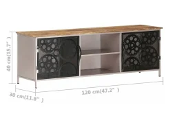 Mueble para TV de madera de mango rugosa 120x30x40 cm
