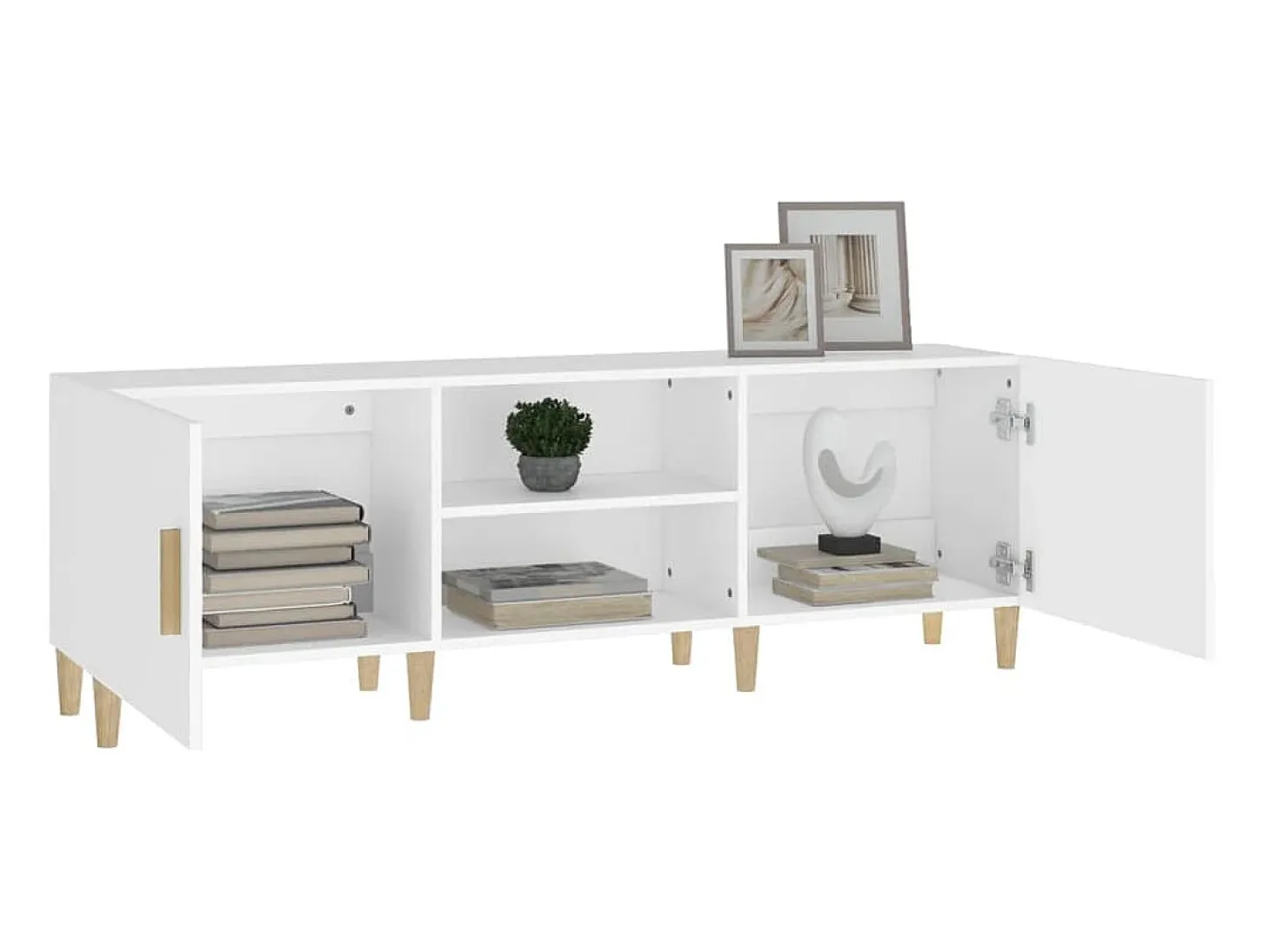 Mueble para TV madera contrachapada blanco 150x30x50 cm ES23470