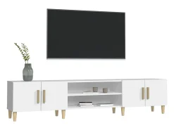 Mueble para TV madera contrachapada blanco 180x31,5x40 cm