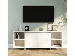 Mueble para TV madera contrachapada blanco 130x35x50 cm