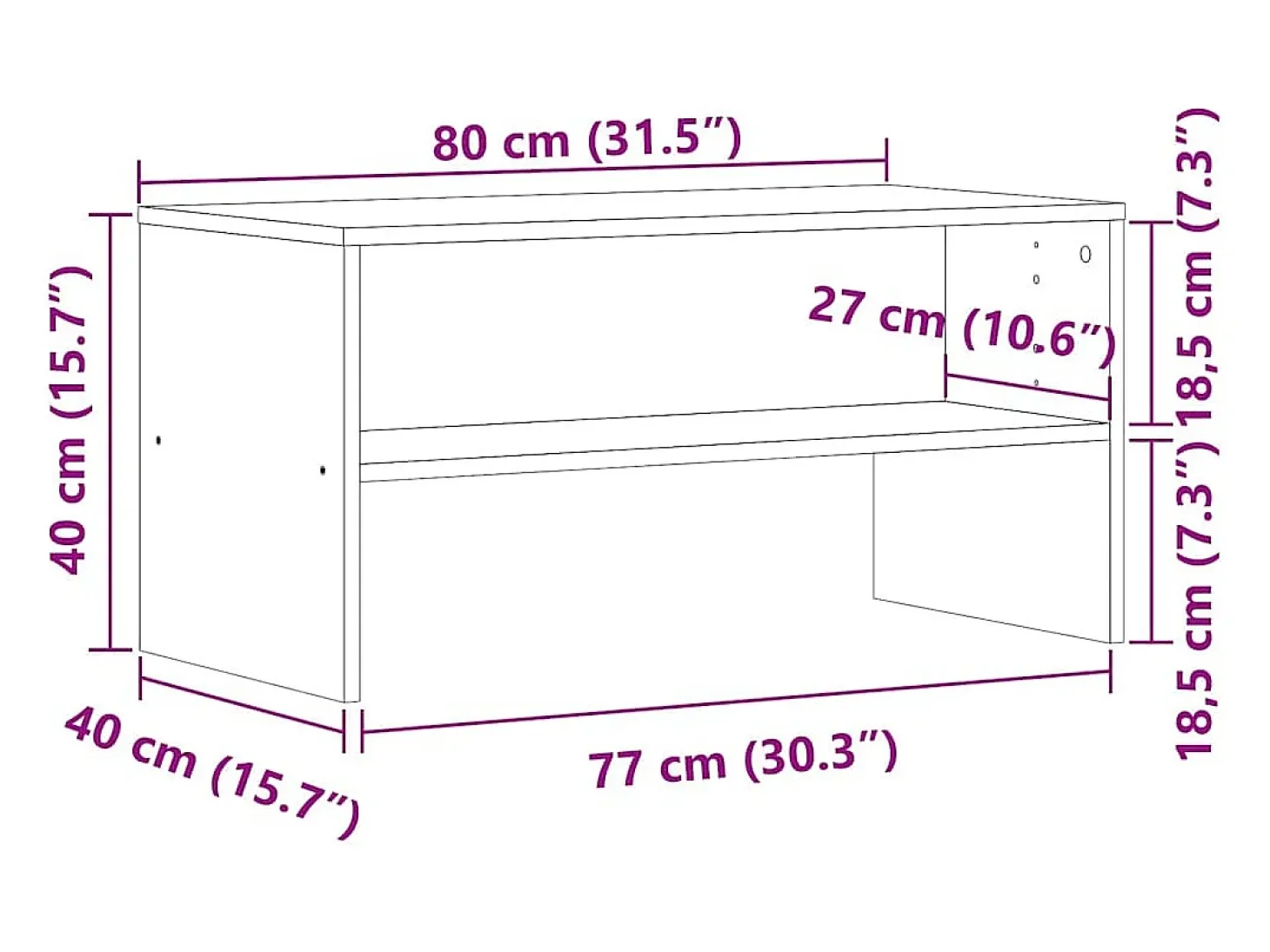 Mueble para TV madera contrachapada envejecida 80x40x40 cm