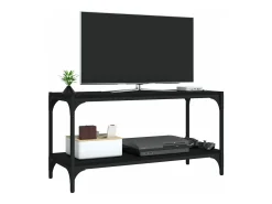 Mueble para TV madera contrachapada y acero negro 80x33x41 cm
