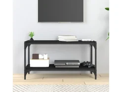 Mueble para TV madera contrachapada y acero negro 80x33x41 cm