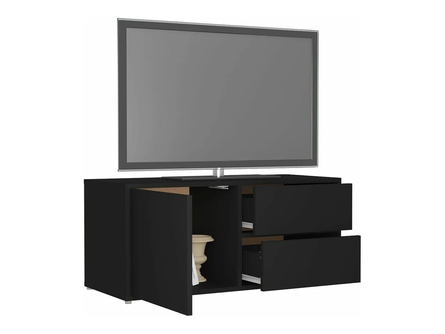 Mueble para TV madera contrachapada negro 80x34x36 cm