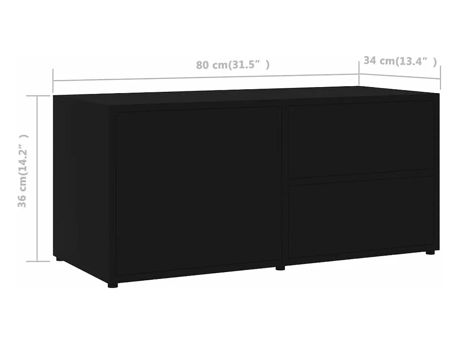 Mueble para TV madera contrachapada negro 80x34x36 cm