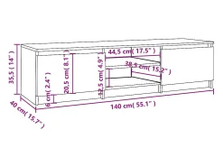 Mueble para TV madera contrachapada roble ahumado 140x40x35,5cm