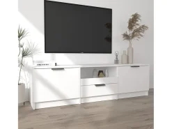 Mueble para TV madera contrachapada blanco 140x35x40 cm