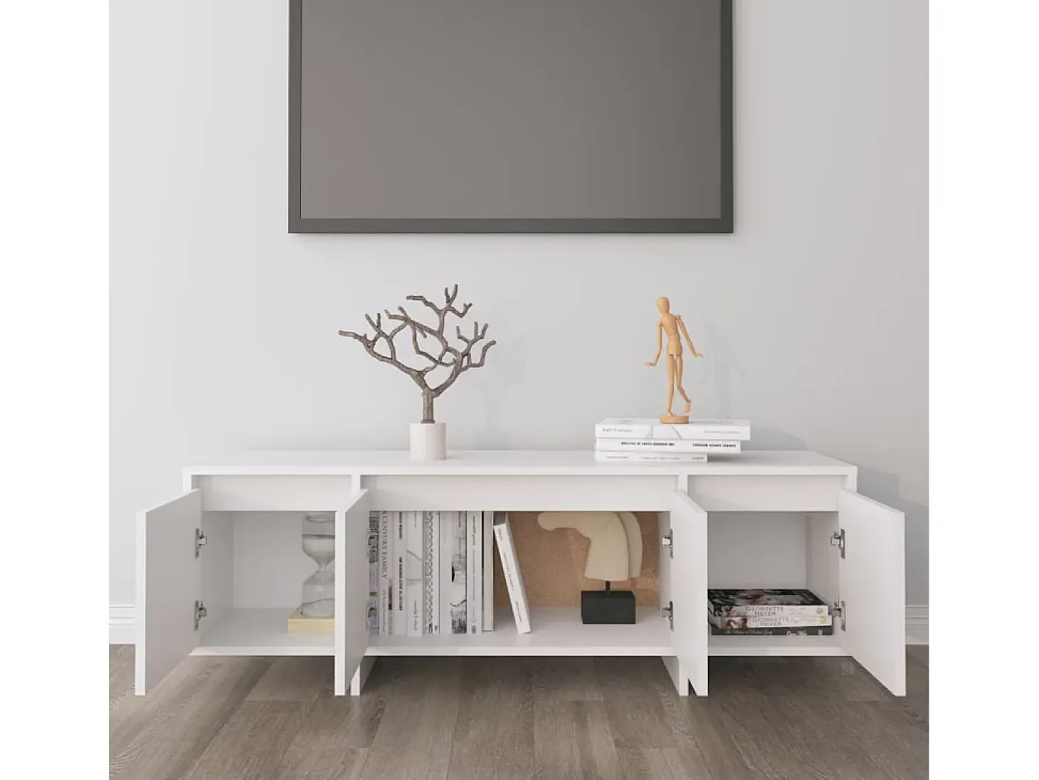 Mueble para TV madera contrachapada blanco 120x30x40,5 cm