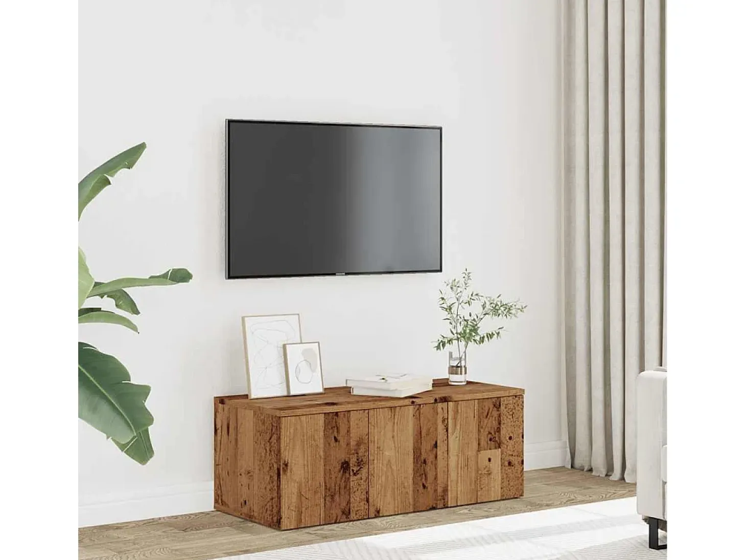Mueble para TV madera contrachapada envejecida 80x34x30 cm