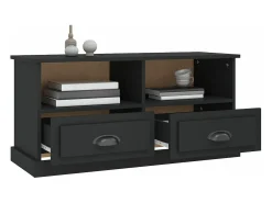 Mueble para TV madera contrachapada negro 93x35,5x45 cm