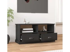 Mueble para TV madera contrachapada negro 93x35,5x45 cm