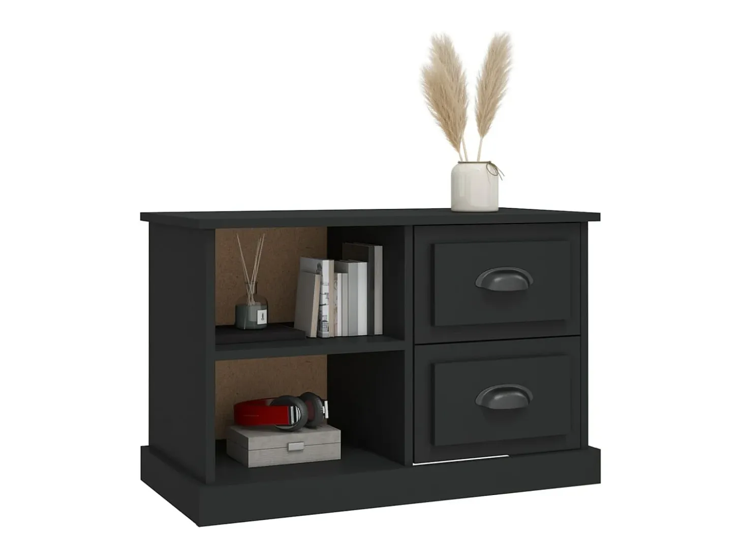 Mueble para TV madera contrachapada negro 73x35,5x47,5 cm