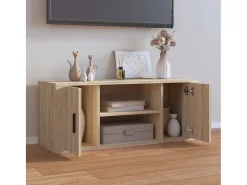 Mueble para TV madera contrachapada color roble 100x35x40 cm