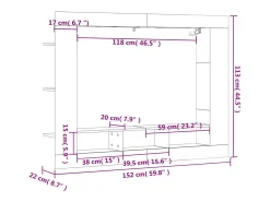 Mueble para TV madera de ingeniería roble ahumado 152x22x113 cm