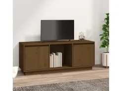 Mueble para TV madera maciza de pino marrón miel 110,5x35x44 cm
