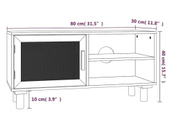 Mueble para TV madera maciza pino y ratán natural 80x30x40 cm