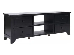 Mueble para TV madera maciza de paulownia negro 108x30x40 cm