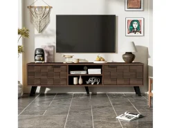 Mueble para TV moderno - con 2 puertas y 2 compartimentos abiertos - Marrón